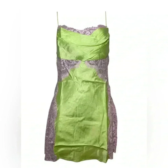 For Love And Lemons Lime Green Lace Slip Mini Dress XS - Picture 3 of 6